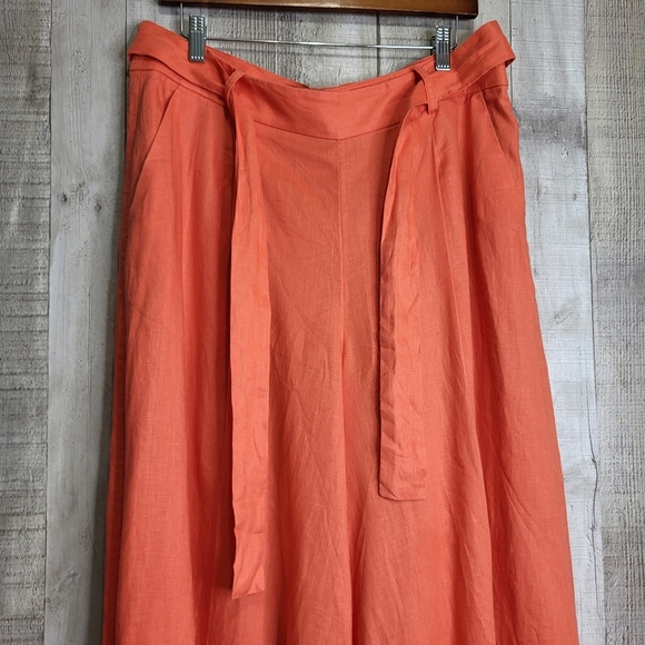 Banana Republic Meridian Linen Pant. Size 14 Petite. Coral Sunset - Picture 7 of 16